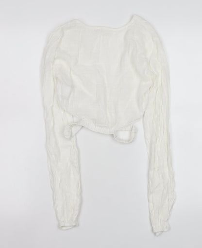 Womens UK Size XS Pull & Bear White Wrap Blouse