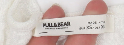 Womens UK Size XS Pull & Bear White Wrap Blouse