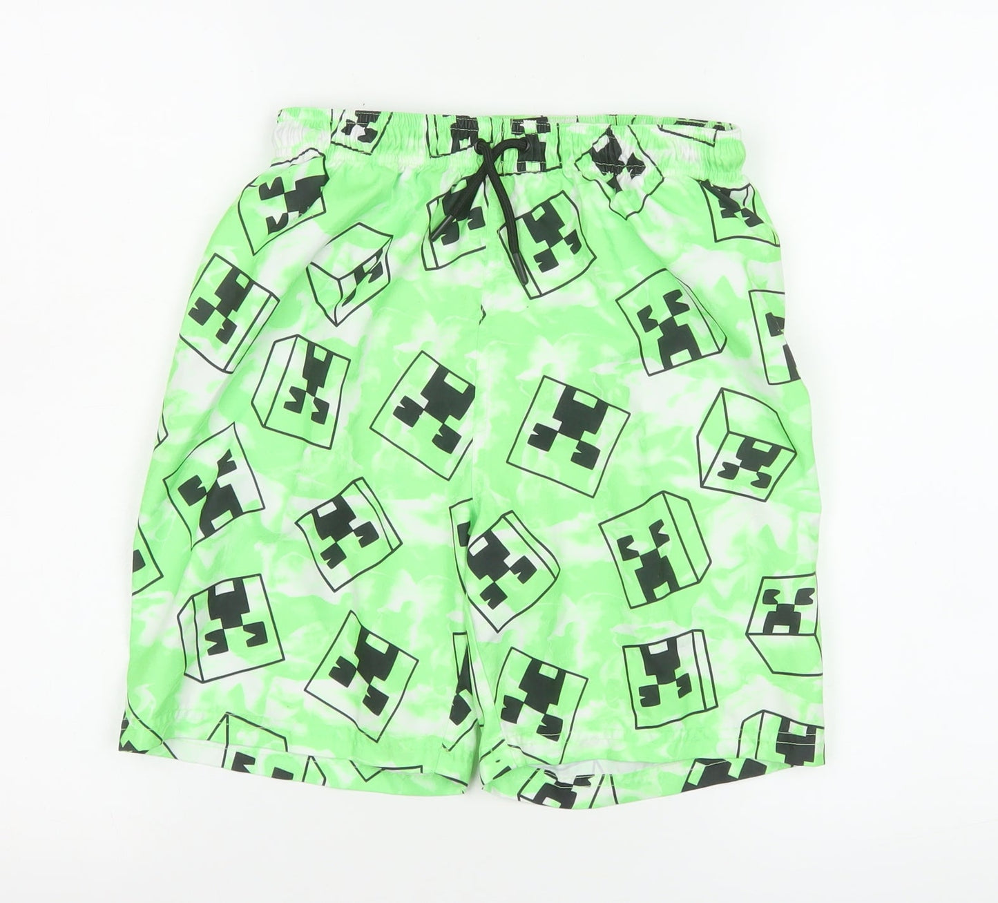 Minecraft Boys Green Swim Shorts 12-13 Years Creeper Board Shorts Quick Dry