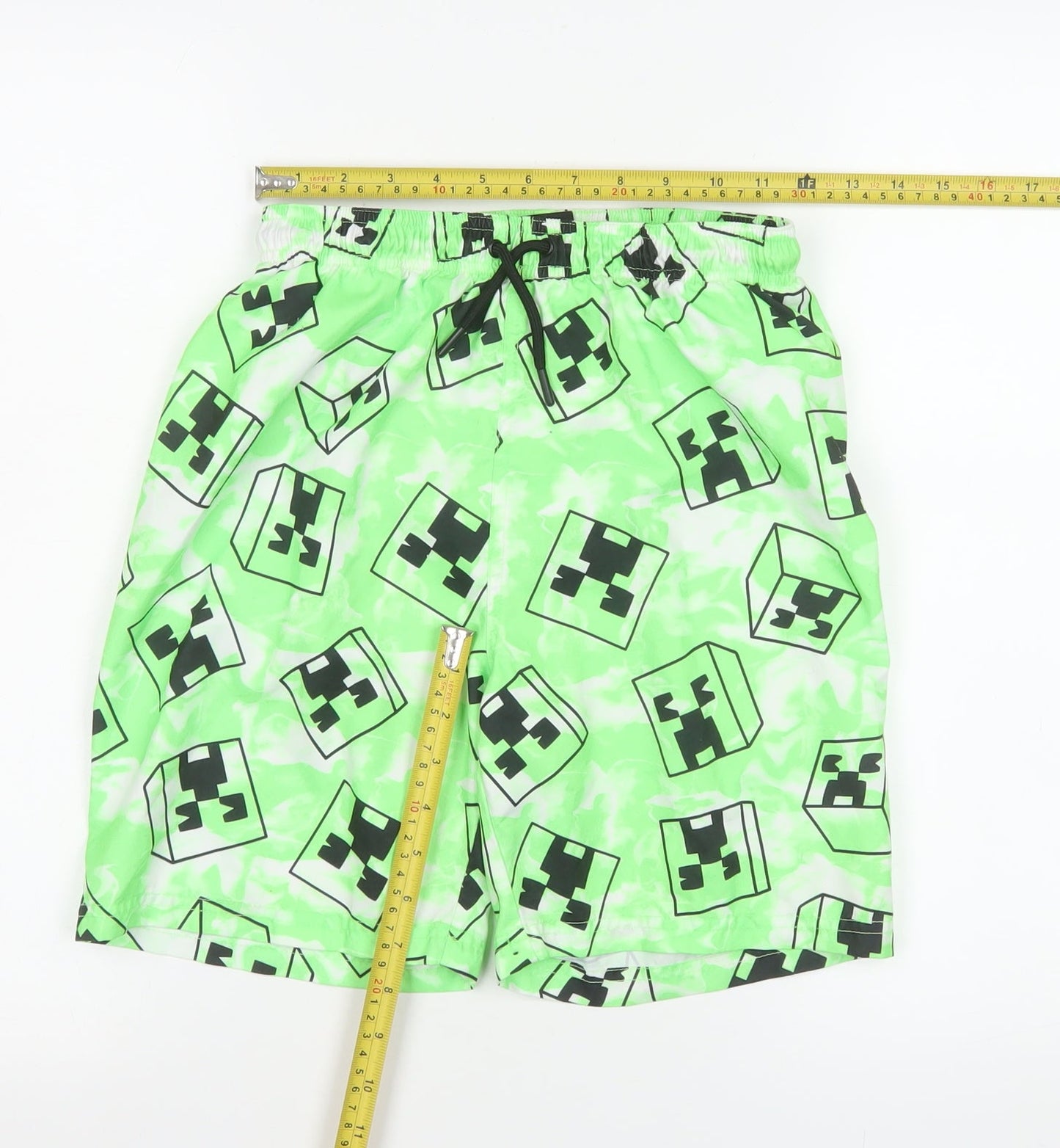 Minecraft Boys Green Swim Shorts 12-13 Years Creeper Board Shorts Quick Dry