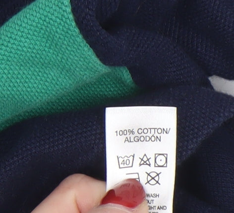 Boys UK Size 6-7 Years Bennetton Blue Basic Polo