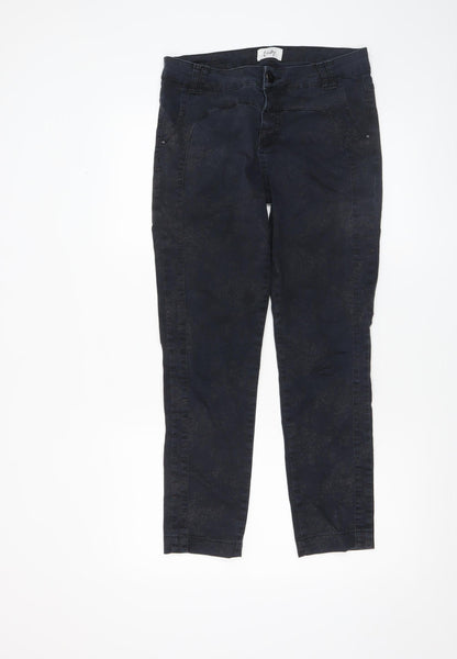 I Say Womens Black Slim Fit Stretch Trousers Size 12