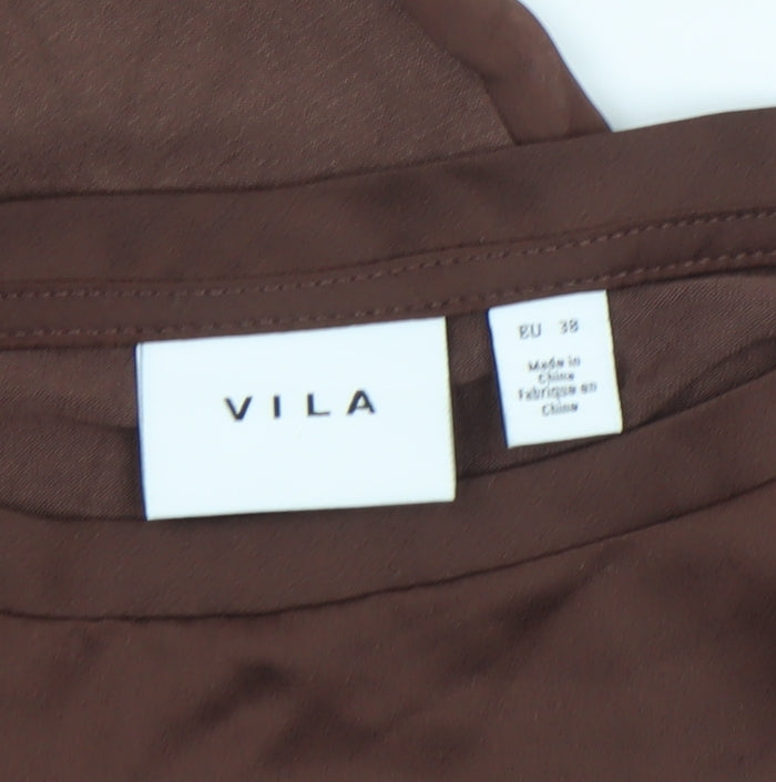 Womens UK Size 8 VILA Brown Basic Blouse