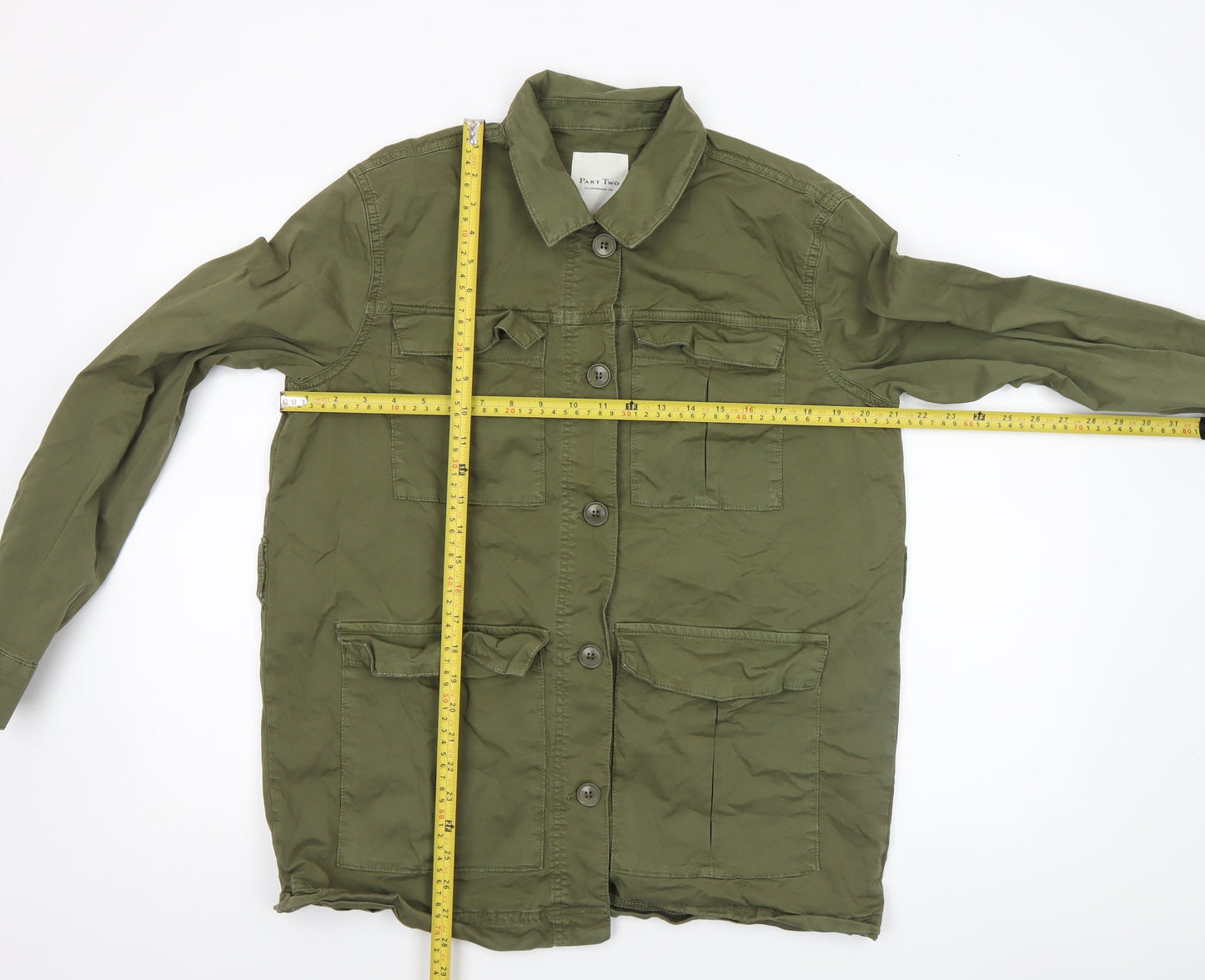 Womens UK Size 12 Part Two Green Military Jacket