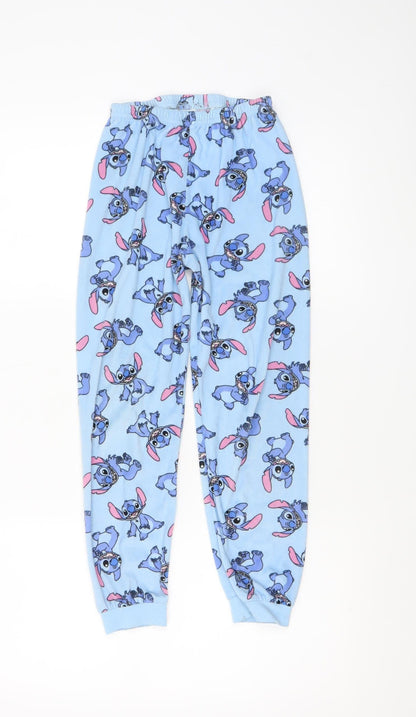 Primark Girls Blue Stitch Fleece Pyjama Pants 8-9 Years Disney Sleepwear