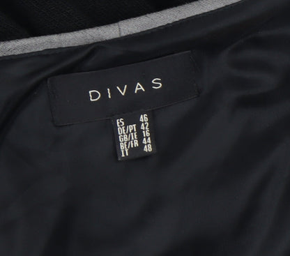 Divas Women’s Colourblock Shift Dress Black Grey Brown Size 16 Long Sleeve