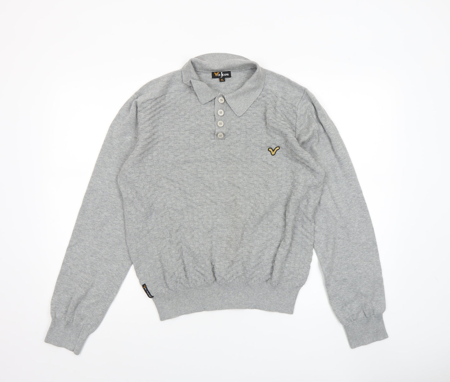 Mens UK Size XL Voi Jeans Grey Henley Jumper