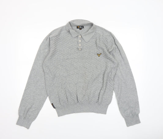 Mens UK Size XL Voi Jeans Grey Henley Jumper