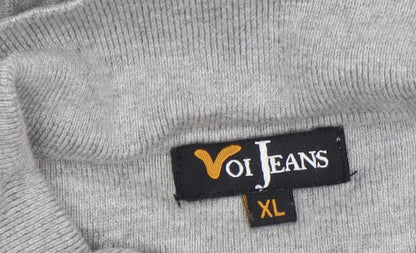 Mens UK Size XL Voi Jeans Grey Henley Jumper