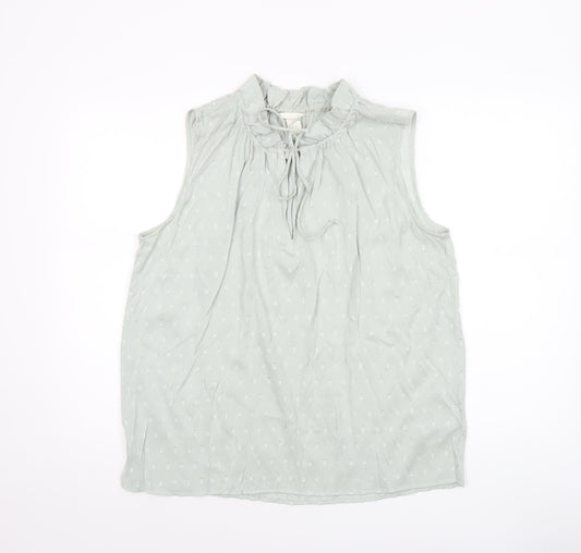 Womens UK Size 14 H&M Green Tunic Blouse