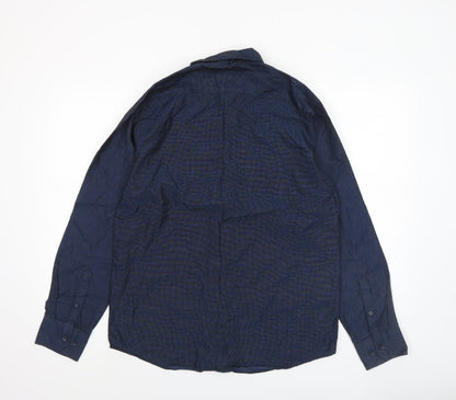 Dunnes Stores Men’s Blue Regular Fit Long Sleeve Button-Up Shirt M