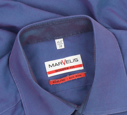 Mens UK Collar Size 15.5 MARVELIS Smart Blue  Dress Shirt