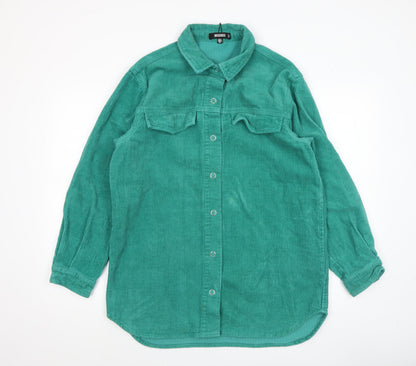 Womens UK Size 10 Missguided Green Basic Button-Up