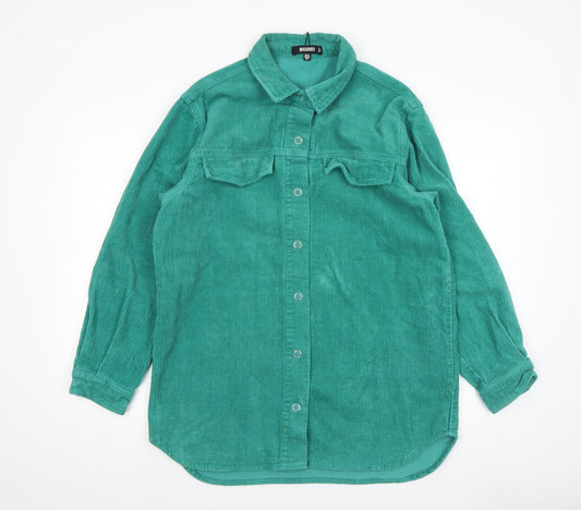 Womens UK Size 10 Missguided Green Basic Button-Up