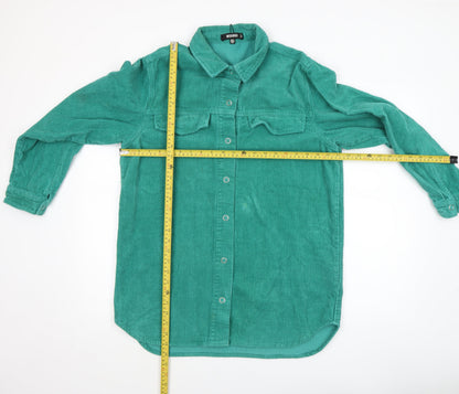 Womens UK Size 10 Missguided Green Basic Button-Up