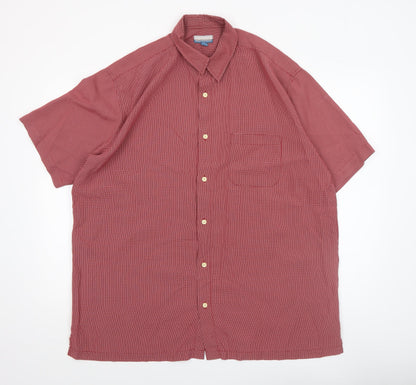 Breakwater Men's Red Check Short Sleeve Button-Up Shirt L Regular Fit