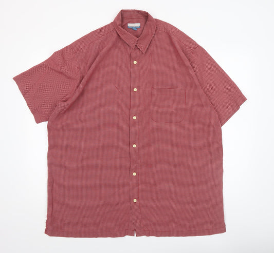 Breakwater Men's Red Check Short Sleeve Button-Up Shirt L Regular Fit