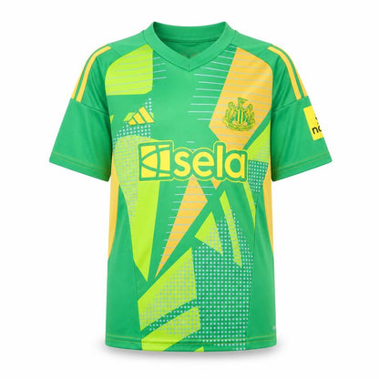 Front view of adidas boys’ green slim fit football jersey t-shirt, size 22