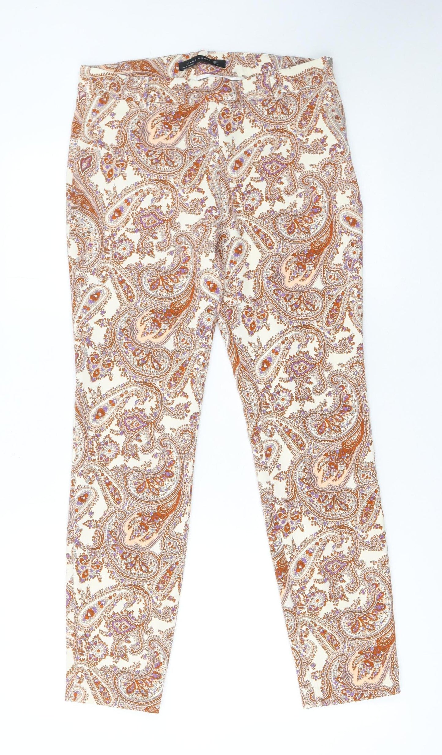 Womens UK Size 10 Zara Slim Fit Casual Travel Beige Trousers