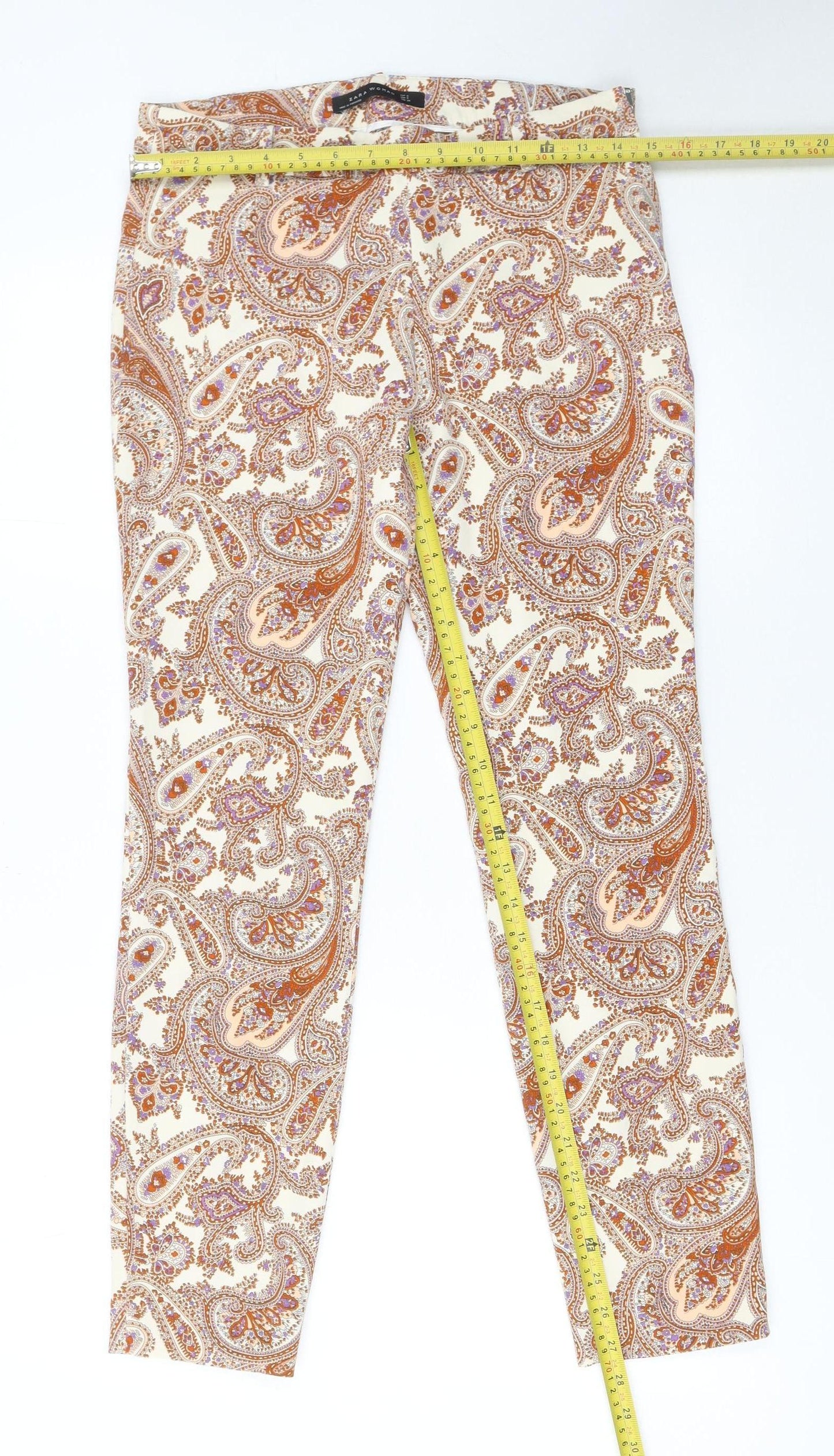 Womens UK Size 10 Zara Slim Fit Casual Travel Beige Trousers