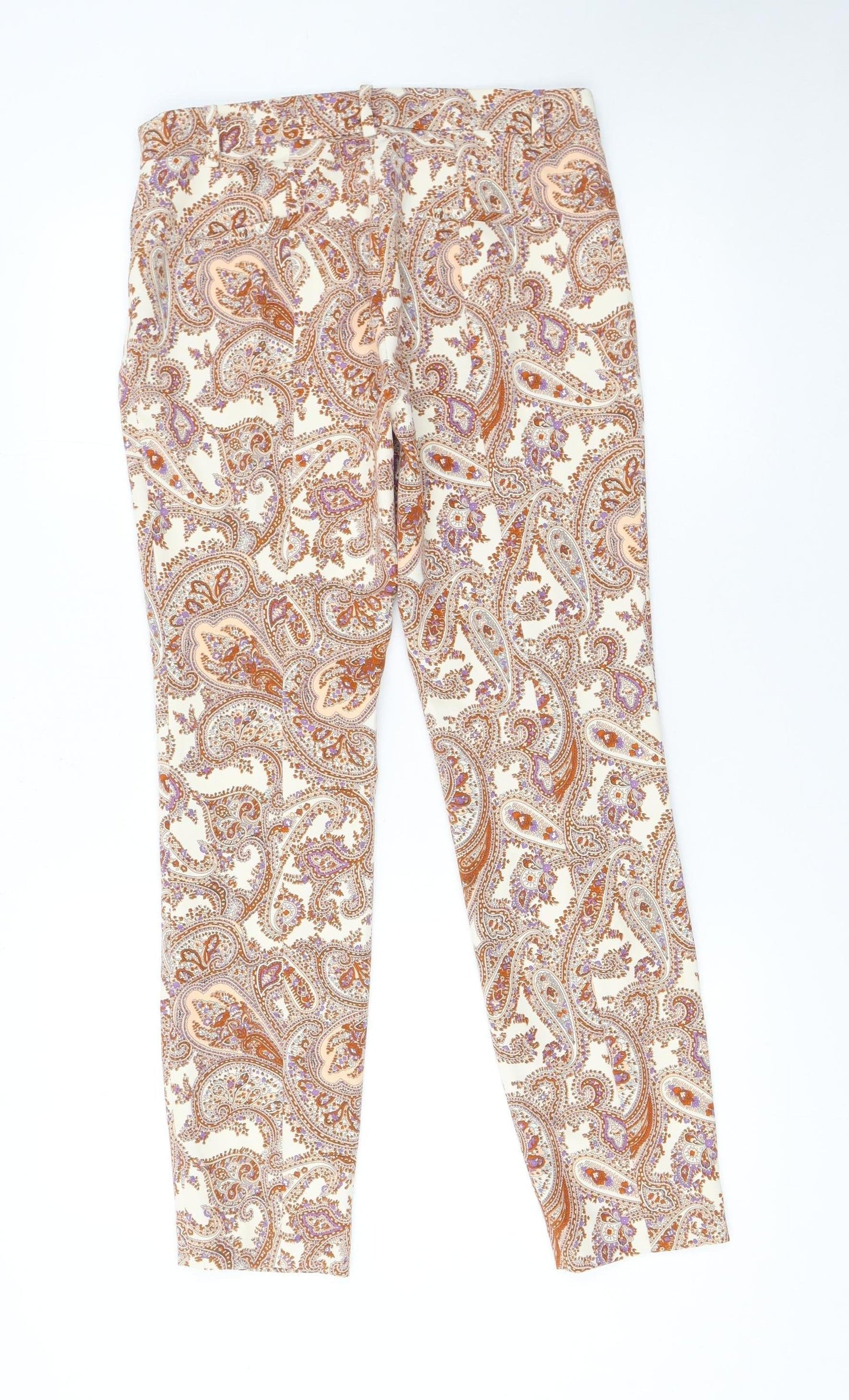 Womens UK Size 10 Zara Slim Fit Casual Travel Beige Trousers