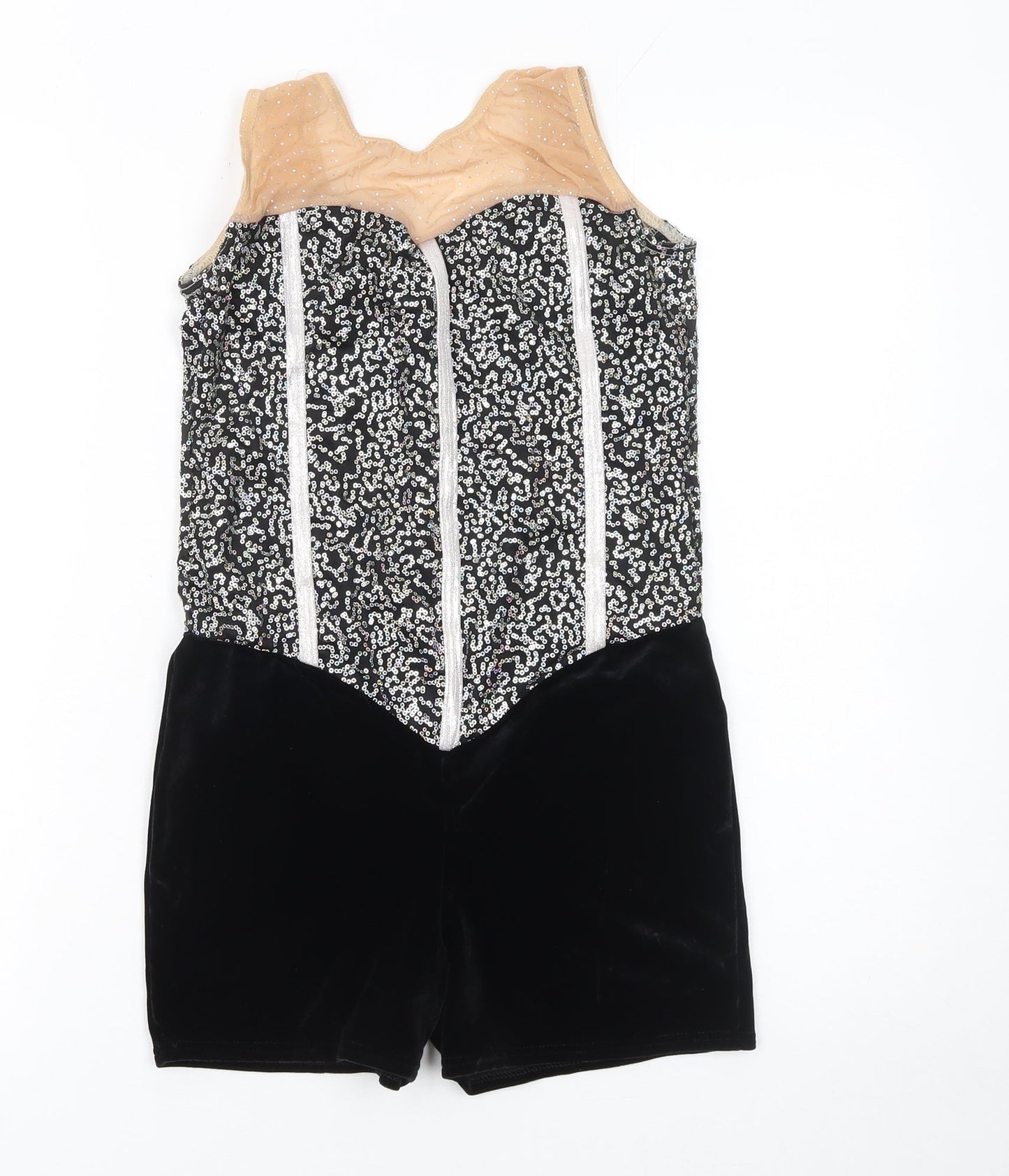 Womens UK Size 8 Razzle Dazzle One-Piece Black Playsuit
