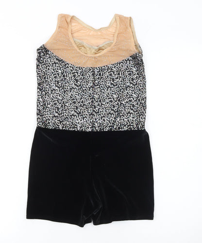 Womens UK Size 8 Razzle Dazzle One-Piece Black Playsuit
