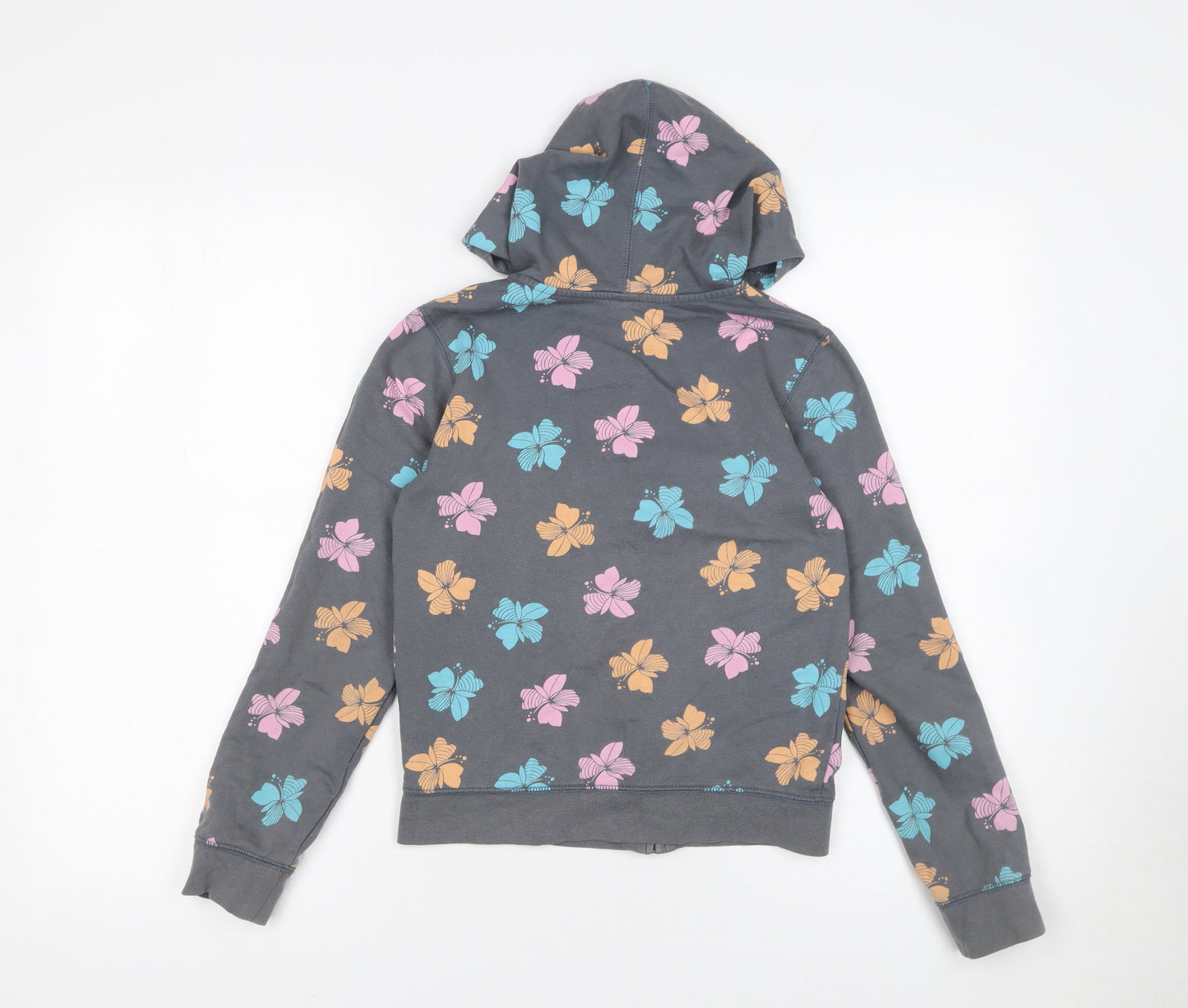 Girls UK Size 10-12 Years Old Navy Grey Full Zip Hoodie
