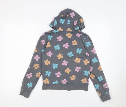 Girls UK Size 10-12 Years Old Navy Grey Full Zip Hoodie
