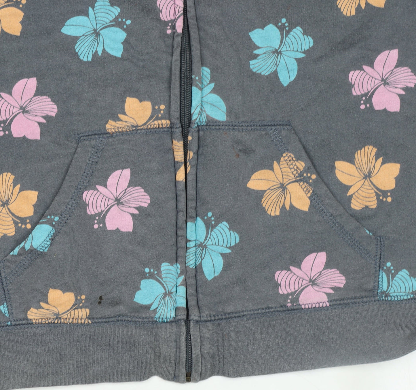 Girls UK Size 10-12 Years Old Navy Grey Full Zip Hoodie