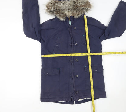 Johnnie b Boys Blue 11-12 Years Hooded Faux Fur Trim Parka Coat