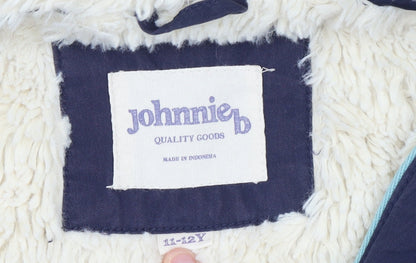 Johnnie b Boys Blue 11-12 Years Hooded Faux Fur Trim Parka Coat