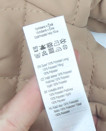 F&F Unisex Baby Beige Quilted Hooded Snowsuit 0-3 Months Winter Zip Suit