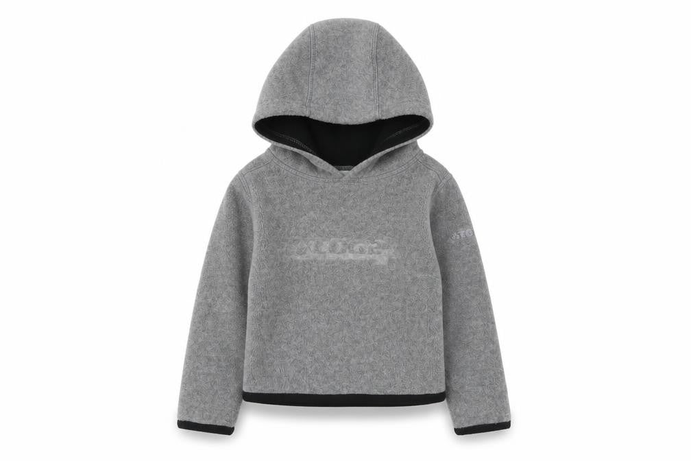 Front view of TOG24 boys’ grey fleece pullover hoodie 1-2 years warm winter top