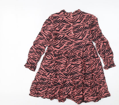 Marks and Spencer Girls Pink Zebra Print Long Sleeve Knee Length Dress 3-4 Years