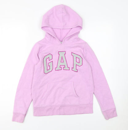 GAP Girls Pink Pullover Hoodie Size 10 Years Logo Fleece Sweatshirt