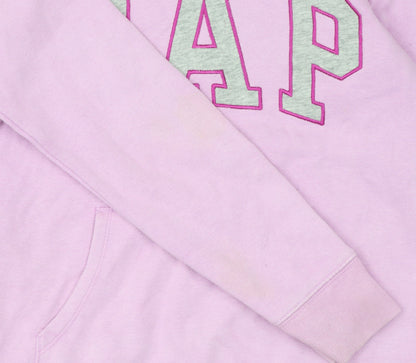 GAP Girls Pink Pullover Hoodie Size 10 Years Logo Fleece Sweatshirt