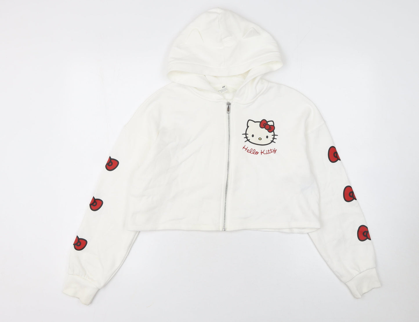 Girls UK Size 10-12 Years H&M White Full Zip Hoodie