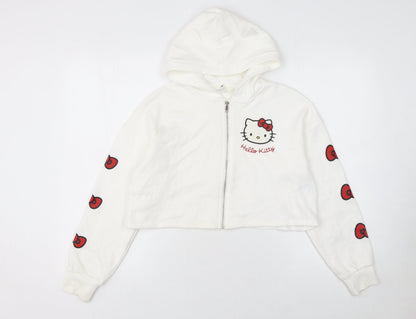 Girls UK Size 10-12 Years H&M White Full Zip Hoodie