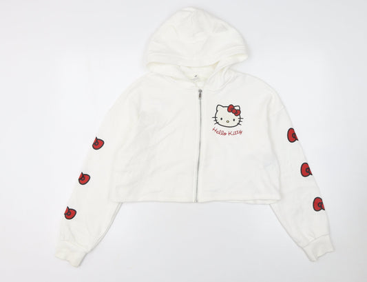 Girls UK Size 10-12 Years H&M White Full Zip Hoodie