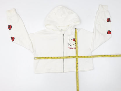 Girls UK Size 10-12 Years H&M White Full Zip Hoodie