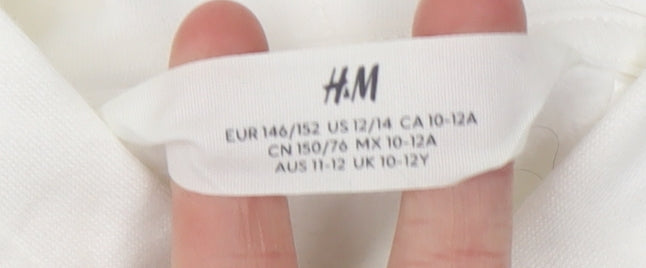 Girls UK Size 10-12 Years H&M White Full Zip Hoodie