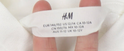 Girls UK Size 10-12 Years H&M White Full Zip Hoodie