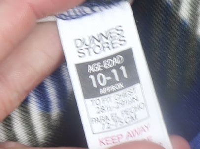 Dunnes Stores Boys Blue Check Fleece 1/2 Zip Pullover Sweatshirt 10-11 Years