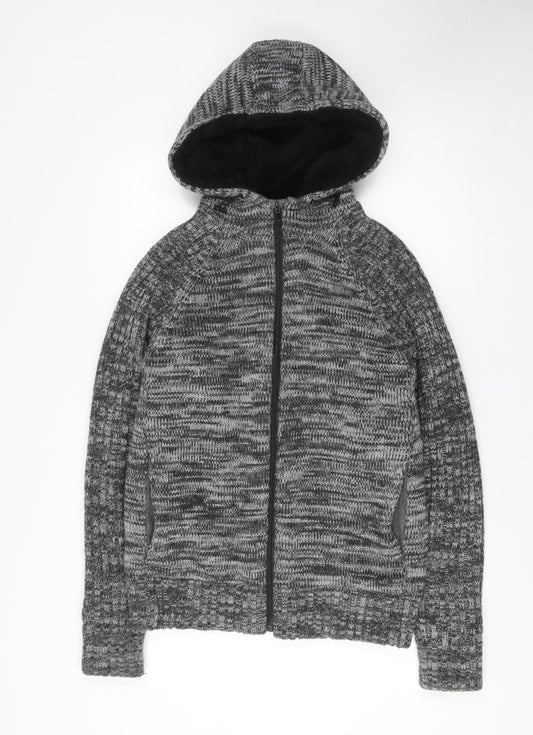 Primark Men’s Grey Knit Full Zip Hooded Jumper Size S