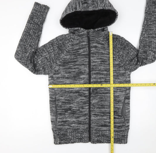 Primark Men’s Grey Knit Full Zip Hooded Jumper Size S
