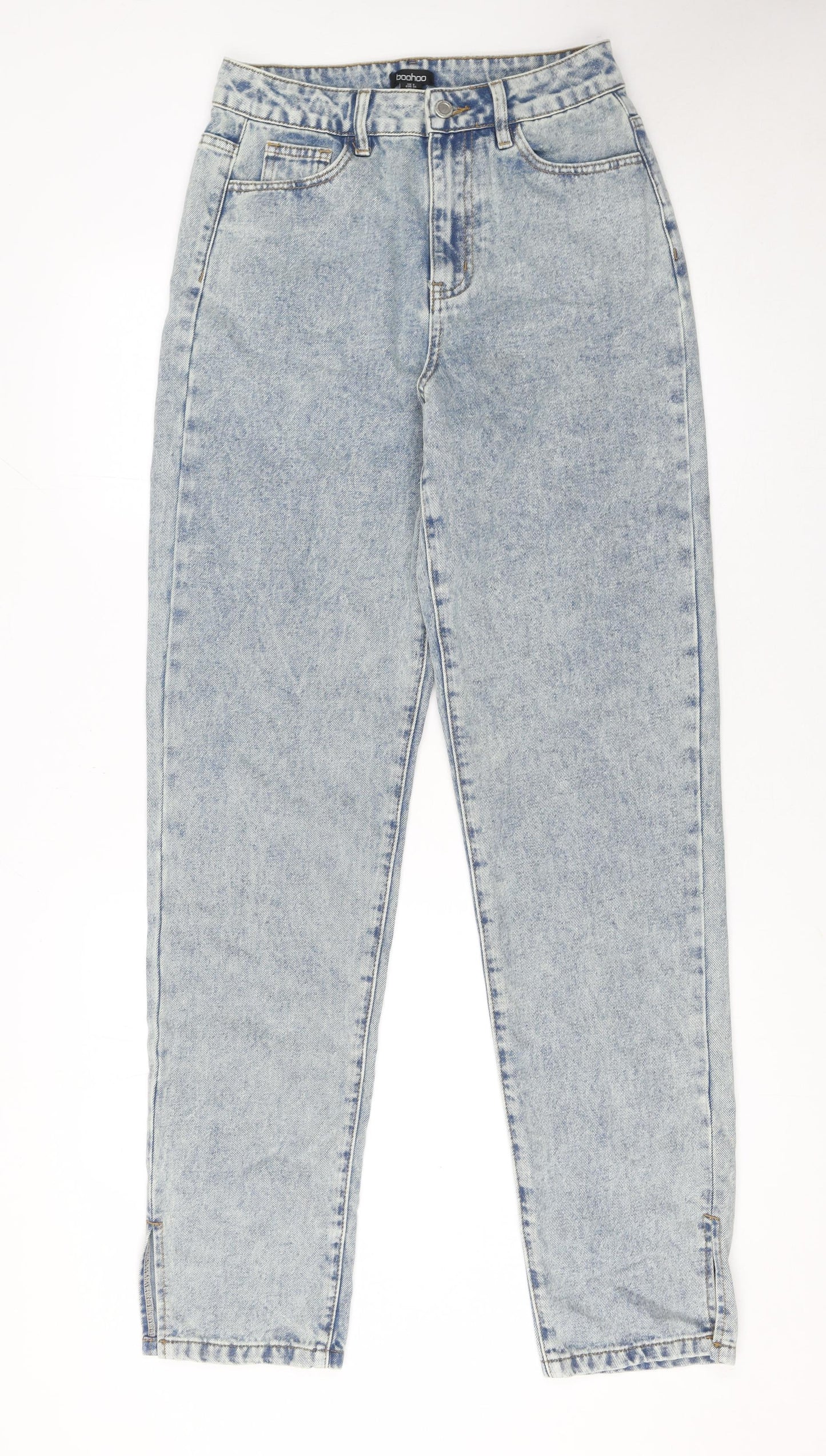 Womens UK Size 8 Boohoo Regular Fit Mom Blue Jeans