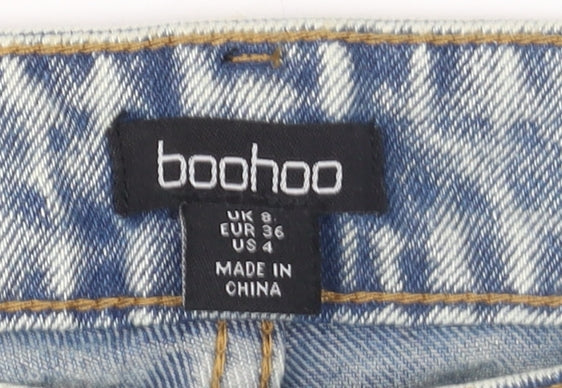 Womens UK Size 8 Boohoo Regular Fit Mom Blue Jeans