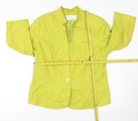 Debenhams Classics Women's Green Linen Blend Blazer Size 16