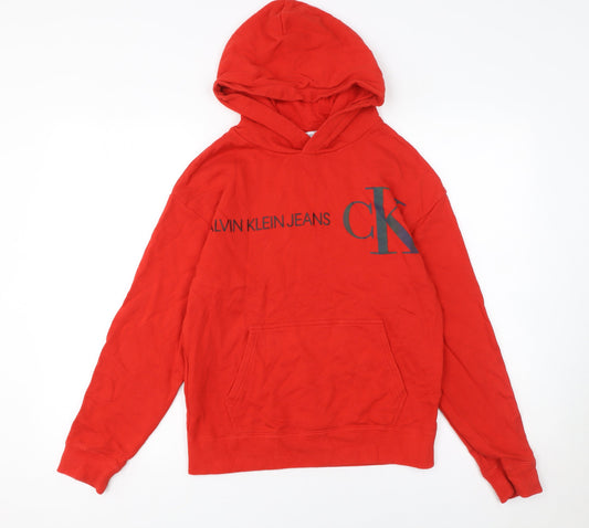 Boys UK Size 14 Years Calvin Klein Jeans Red Pullover Hoodie